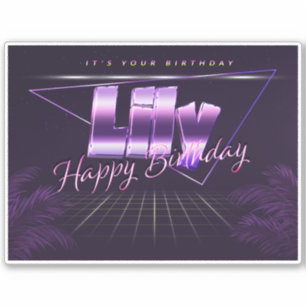 Lily Nom Prénom lila retro Sticker