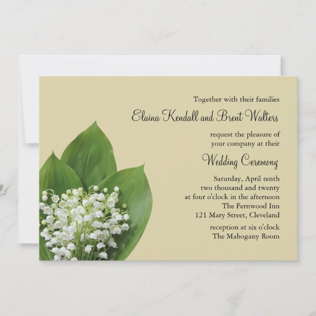 Lily of the Valley Faire-part de mariage (beige) (Devant)