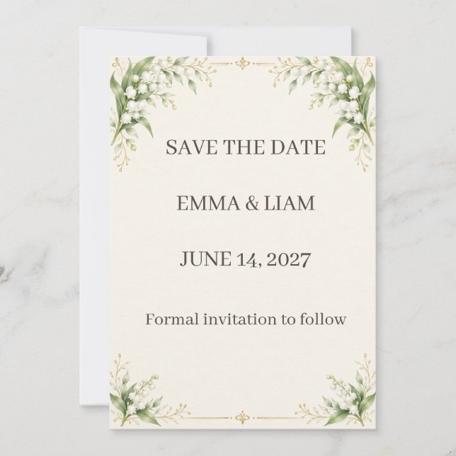Lily of the Valley Save the Date (Devant)
