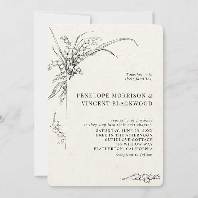 Lily-of-the-Valley Wedding Invitation (Devant)