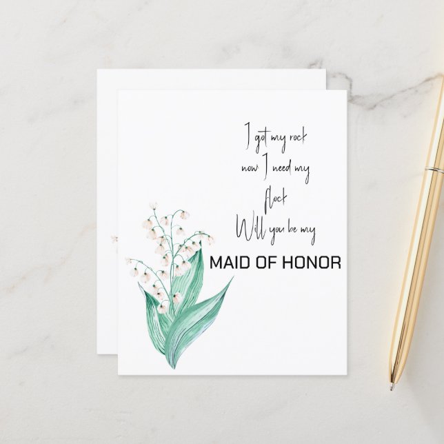 Lily of the Valley Will you will be My Maid of Hon (Devant/Arrière en situation)