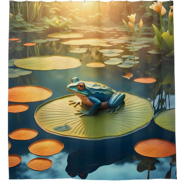 Lily Pad King – Rideau de douche d'art faunique de (Devant)
