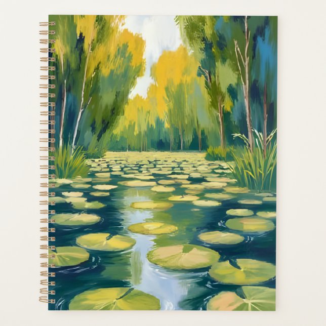 Lily Pad Pond | Nature à l'aquarelle verte (Devant)