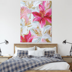 Lily Texture Abstrait Rose et Or Art Mural