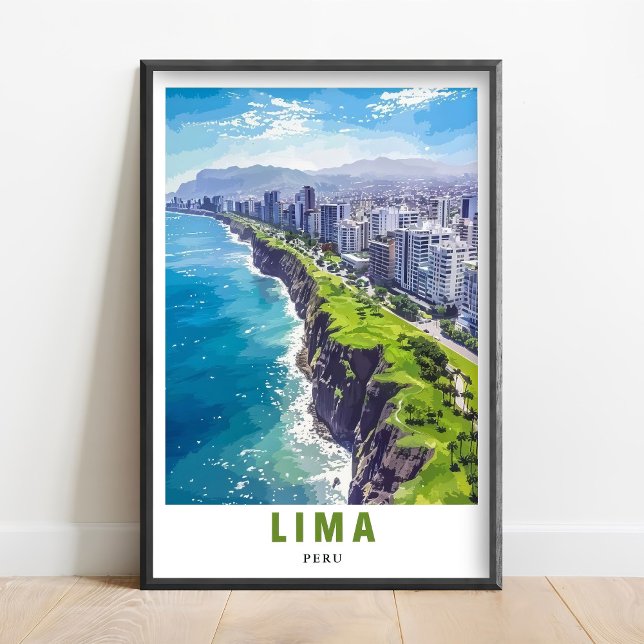 Lima Poster - Miraflores Cliffs Art - Lima Peru Ar (Créateur téléchargé)