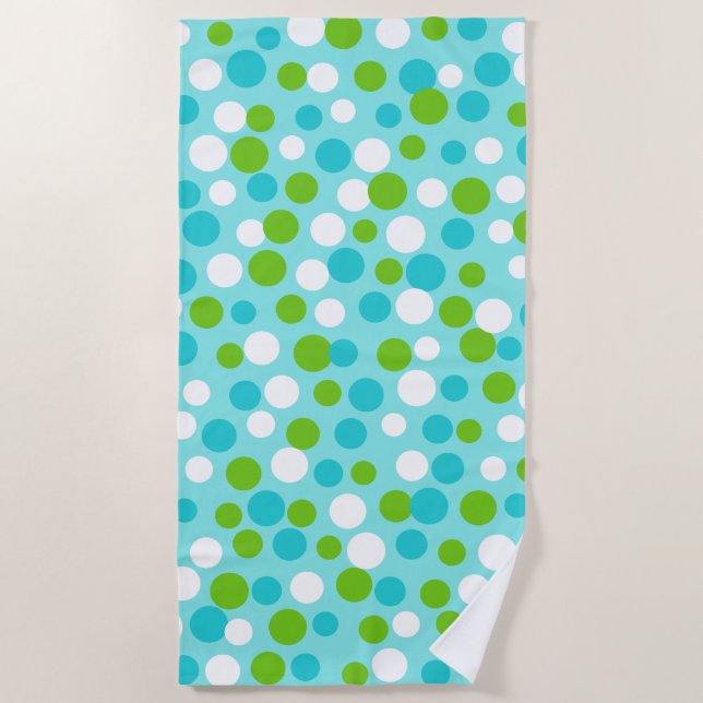 Lime Aqua Dots Beach Pool Serviette Vacance Cadeau (Devant)