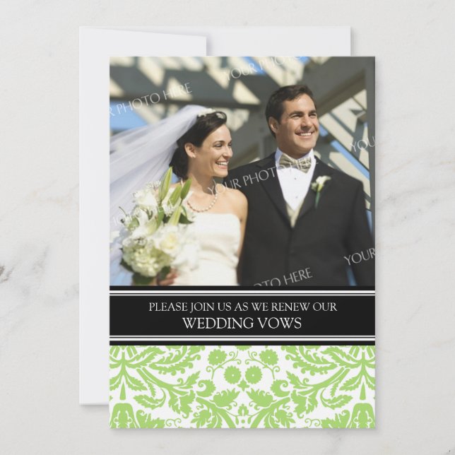 Lime Black Photo Mariage Vow Renewal Invitation (Devant)