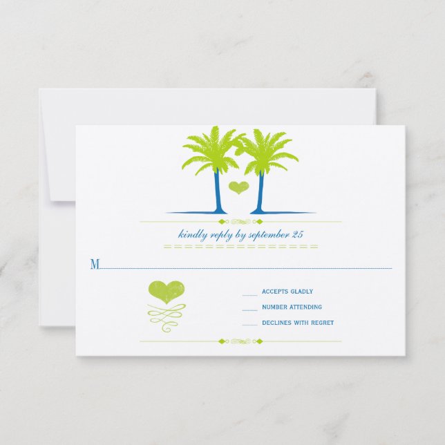 Lime et Royal Blue Beach Typographie Invitation (Devant)