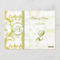 Lime Gold Damask Swils Tableau Numéro Cartes