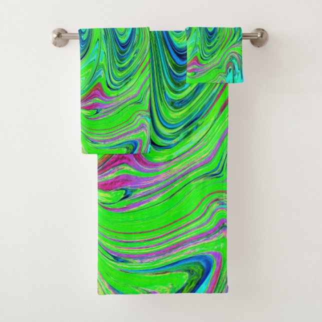Lime Green and Blue Groovy Abstract Retro Art (En situation)