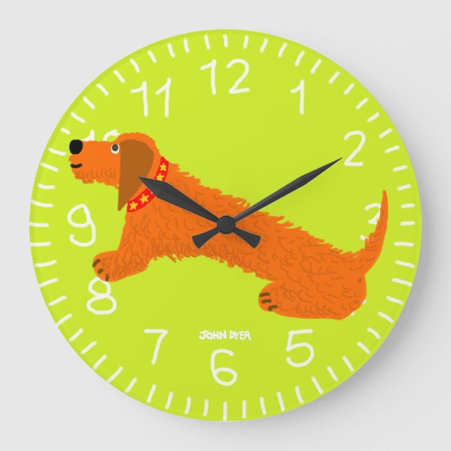Lime Green Art Horloge : John Dyer Saucisse Chien  (Recto)