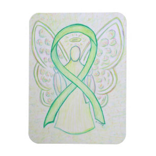 Lime Green Awareness Ribbon Angel Art Magnets