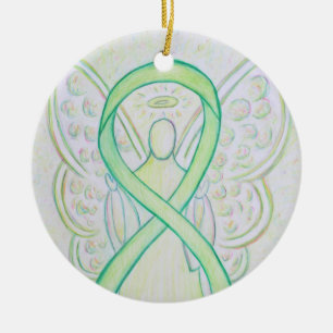 Lime Green Awareness Ribbon Angel Art Ornements