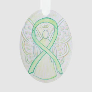 Lime Green Awareness Ribbon Angel Ornement Pendent