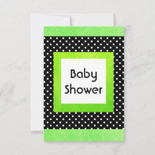 Lime Green & Black Polka Baby shower Invitations
