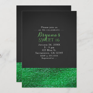 Lime Green Modern Glam Sequins Invitations de la f