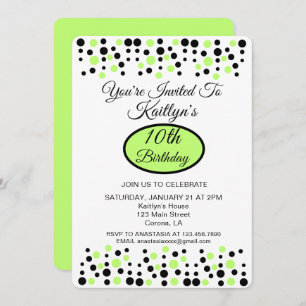 Lime Green Polka Dot Anniversaire Fête Invitation
