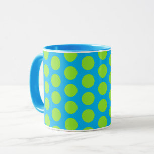 Lime Green Polka Dot sur Aqua Mug Cup