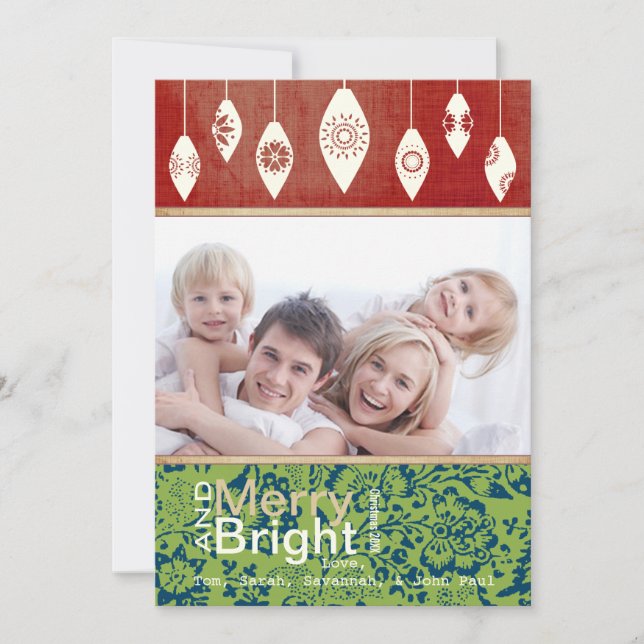 Lime Green Red Merry et Bright Family Carte photo (Devant)