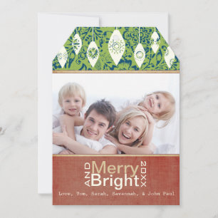 Lime Green Red Merry et Bright Family Carte photo
