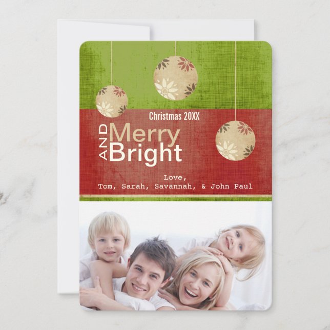 Lime Green Red Merry et Bright Family Carte photo (Devant)