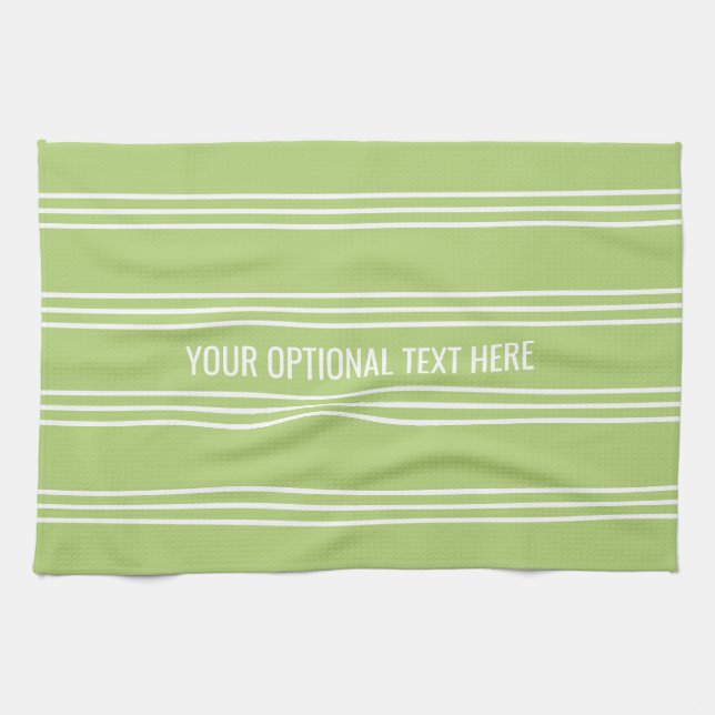 Lime Green Stripes serviette de cuisine personnali (Horizontal)