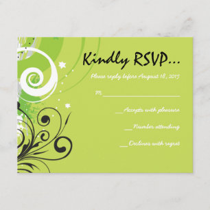 LIME GREEN SWIRLS & STARS Bat mitzvah Carte de rép
