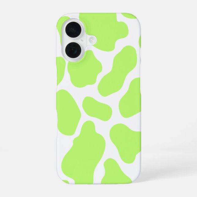 Lime Green & White Cow Imprimer iPhone 16 Coque (Verso)