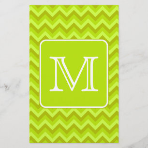 Lime Green Zigzags with Custom Monogram.