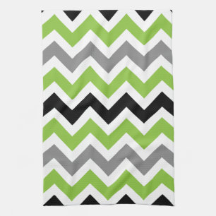 Lime Gris Noir Blanc Chevron Serviettes de cuisine