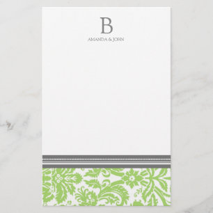 Lime Mariage damassé Monogramme papeterie