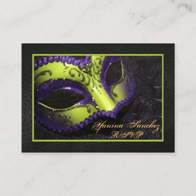 Lime Masquerade RSVP Cartes de visite (Devant)