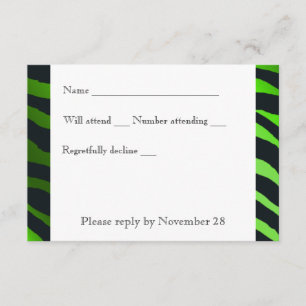 Lime noire Zebra Green Stripes rsvp avec enveloppe