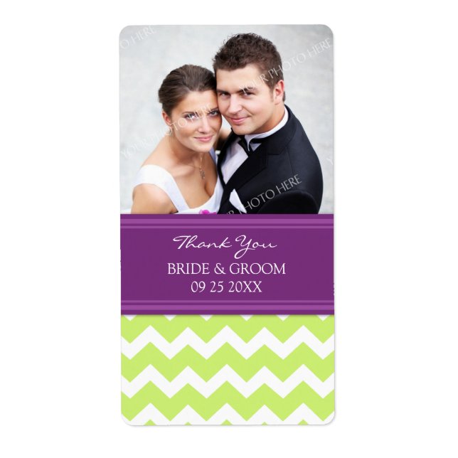 Lime Plum Chevron Photo Mariage Étiquettes (Devant)