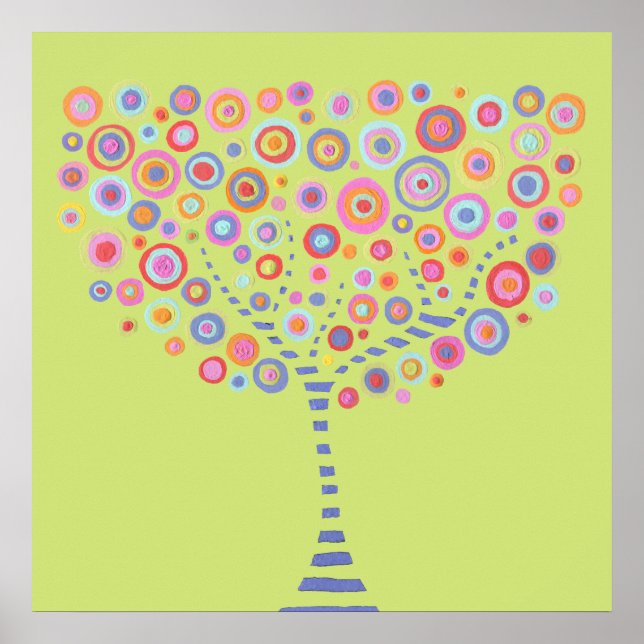 Lime Retro Arbre Nom de la salle Poster murale (Devant)