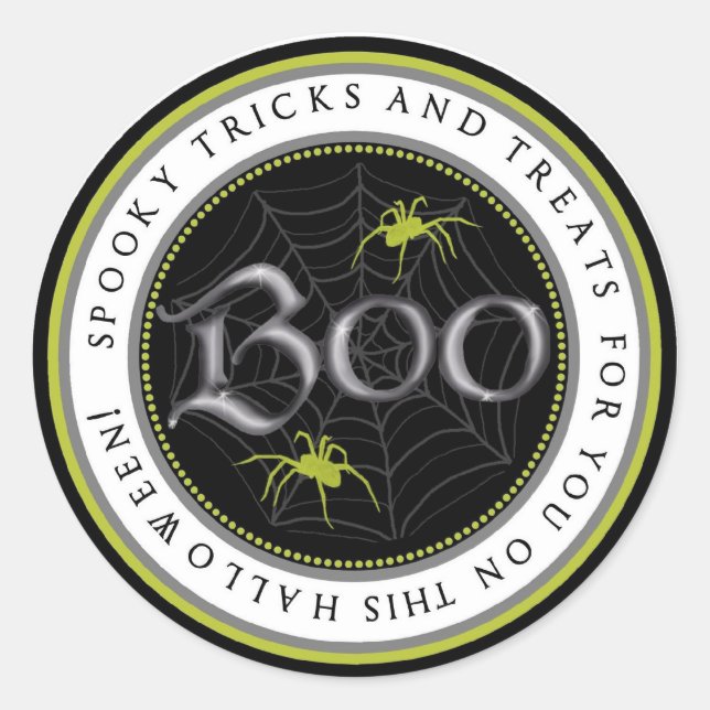 Lime Spider Web Halloween Favoriser Stickers (Devant)