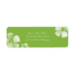Lime Tropical Watercolor Flowers Étiquette de adre
