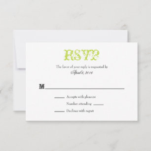 Lime Vert Blanc Plaine Simple Mariage Cartes RSVP