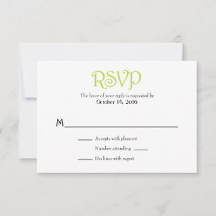 Lime Vert Blanc Plaine Simple Mariage Cartes RSVP