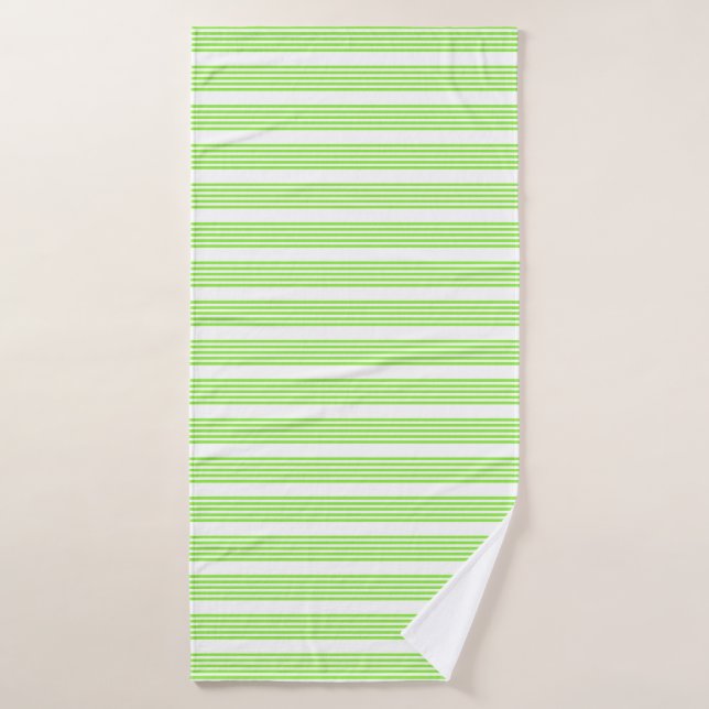 Lime vert et blanc cinq bandes motif (Serviette de bain)