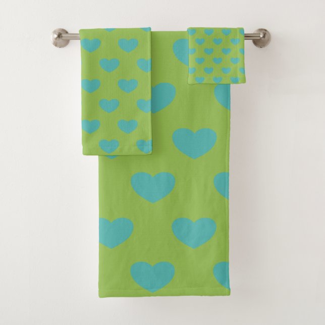 Lime Vert et Bleu Simple Motif Coeur mignon (En situation)