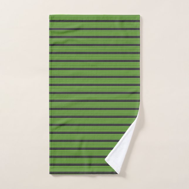 Lime vert et charbon de bois cinq bandes motif (Serviette à main)