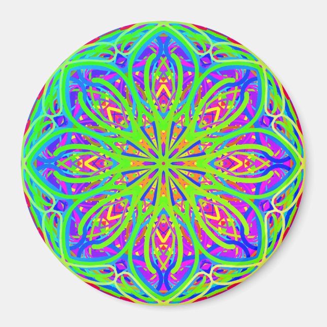 Lime violet coloré Mandala Style Boho Magnet (Devant)