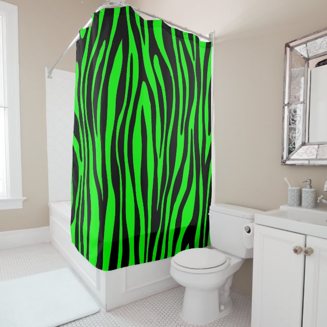 Lime Zebra Imprimer rideau de douche (En situation)