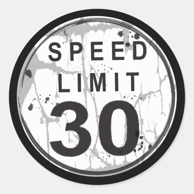 Limite de vitesse Sticker Grungy 30 MPH (Devant)