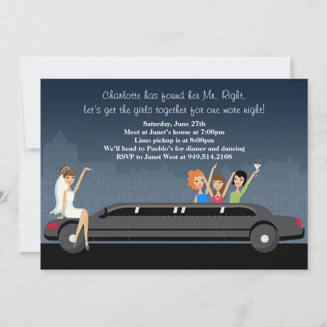 Limo Bachelorette Party Invitation (Devant)
