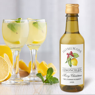 Limoncello Aquarelle Noël Mini Étiquette bouteille
