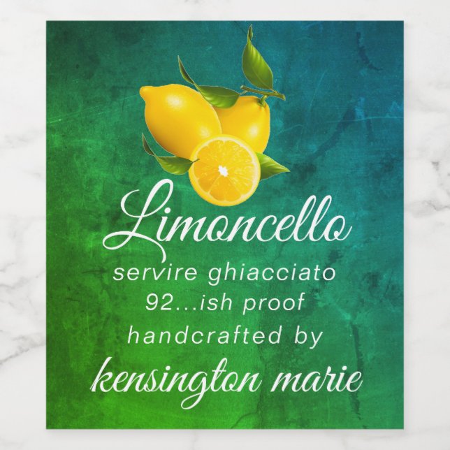 Limoncello Artisanal pour une étiquette de grande  (Étiquettes simples)