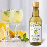 Limoncello Lemon Floral Mini Étiquettes bouteille<br><div class="desc">Elégante Aquarelle Jaune Flore Verdure Citron Mariage maison Limoncello Merci Mini bouteille Étiquettes</div>