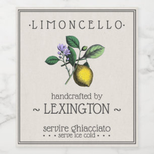 Limoncello Lemon Illustration Grand Étiquette bout